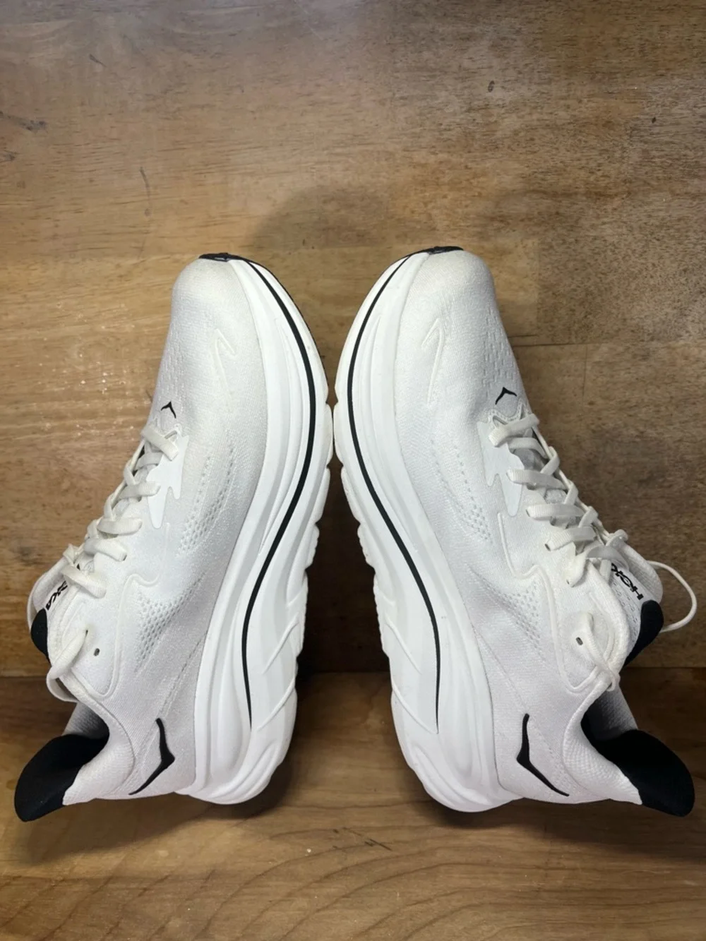 Hoka One One Clifton 10 Mens Size 11.5 Running Shoes Sneakers White Black - Picture 8 of 14